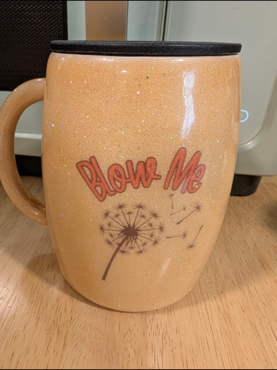 Handmade Other - Handmade Peach 'Blow Me' Dandelion Ceramic Travel Mug with Lid NEW